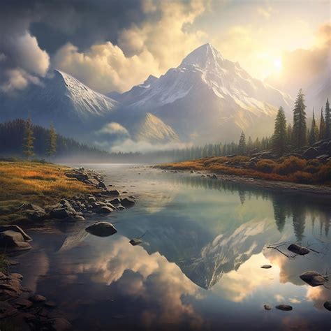 Premium Photo Mountains Reflected On The Mist
