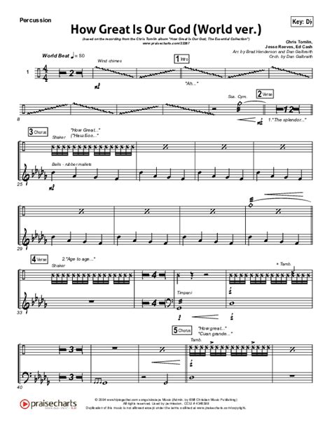 How Great Is Our God World Edition Percussion Sheet Music Pdf Chris Tomlin Praisecharts