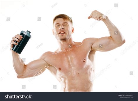 Strong Man Naked Torso Drink Stock Photo Edit Now