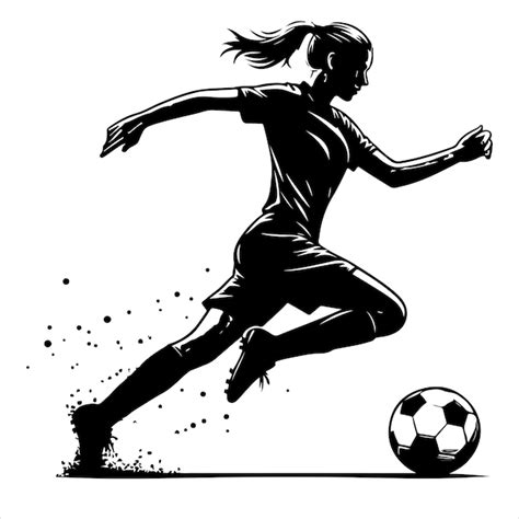 Female Soccer Player Silhouette Vector Illustration Premium Ai