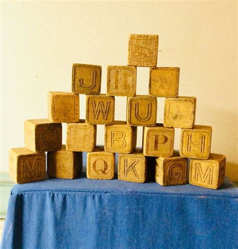 Rare Set Of 19 Antique Blocks Wooden Toy Blocks Vintage Etsy