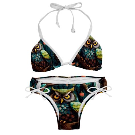 Owl Adjustable Strap Detachable Sponge Bikini Set Two Pack For Beach And Pool Parties