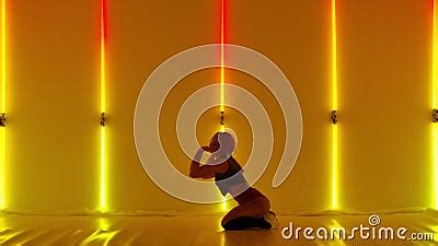Beautiful Woman Dancing Twerk Sitting On Floor Dancer Shakes Her Ass Dances Twerk Stock