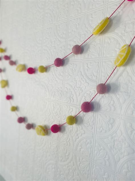 Pink Lemonade Felt Ball Garland Nursery Decor Party Decor Etsy