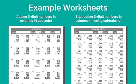 grade math worksheets  kids ages