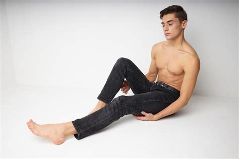 Premium Photo Man Sitting On The Floor Naked Torso Attractive Look