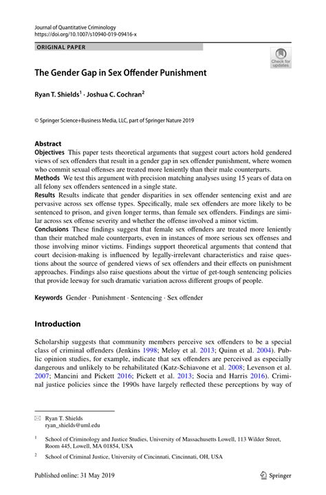 Pdf The Gender Gap In Sex Offender Punishment
