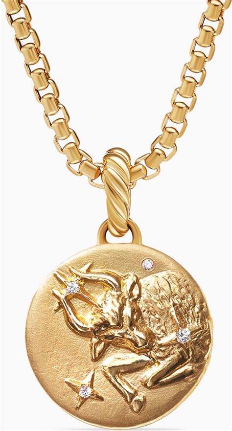 David Yurman Taurus Amulet In 18K Yellow Gold With Diamonds 28 7mm