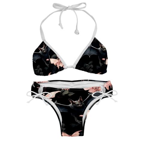 Bats Adjustable Strap Bikini Set With Detachable Sponge Two Pack Ideal For Beach And Pool