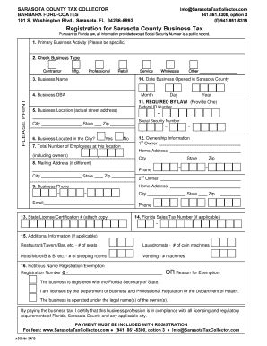 Fillable Online Sarasota County State Certified Contractor Registration