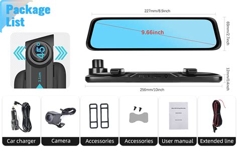 Camecho K Mirror Dash Cam Inches Touch Screen Rear View Mirror