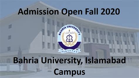 [Admissions Open Fall 2020] Bahria University, Islamabad Campus ...