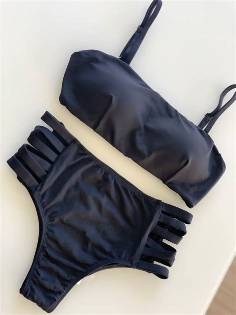 Biquíni Cropped Hot Pants Tiras Preto Chlorella Praia Loja Online de Biquínis e toda linha