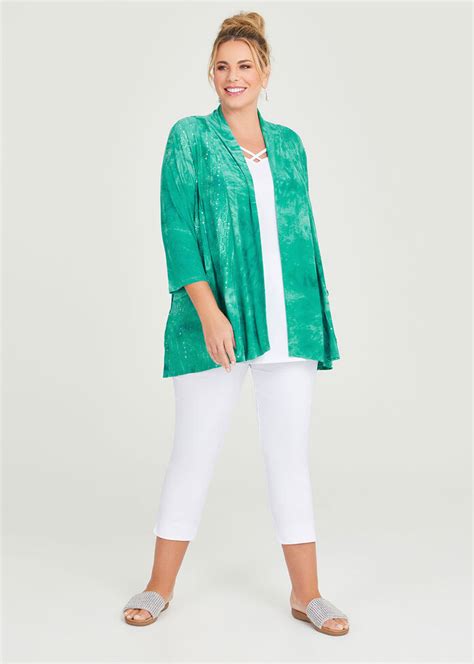 Shop Plus Size Sequin Tie Dye Cardigan In Green Sizes 12 30 Taking Shape Uk