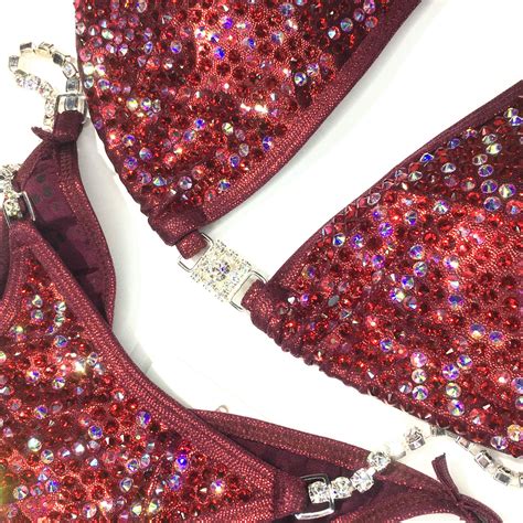 Ruby Red Competition Bikini Multi Heavy Stones Shine Bikinis