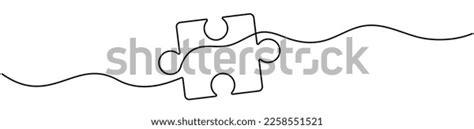 Puzzle Continuous Line Art Jigsaw Piece Stock Vector (Royalty Free ...