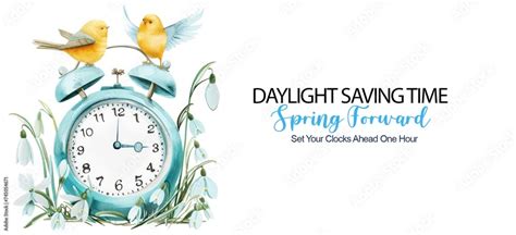 Daylight Saving Time Begins Banner Spring Forward Reminder Card With