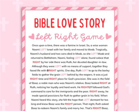 Bible Story Left Right Game Church Valentine Game Gift Exchange Game