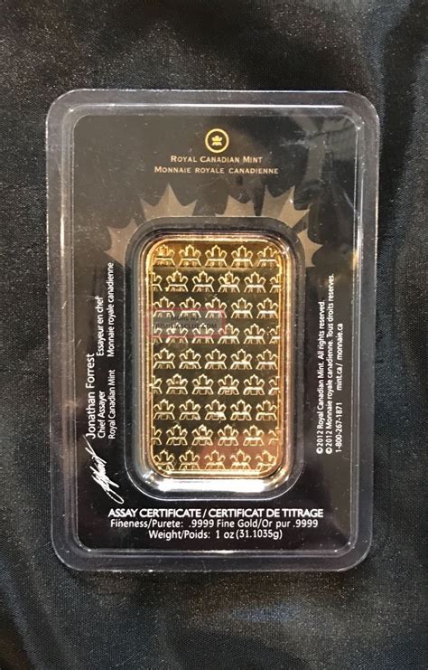 1 Oz Royal Canadian Rcm Gold Bar 9999 Fine