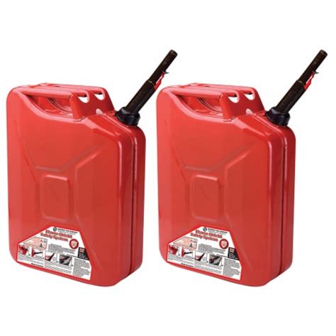 Midwest Can Company 5 Gallon Metal Gas Can With Quick Flow Spout Red