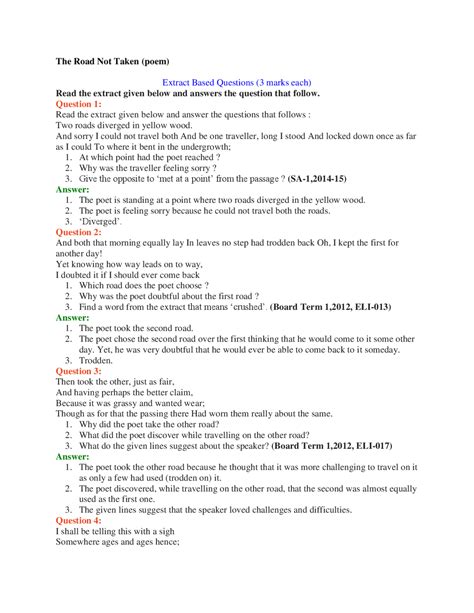 The Road Not Taken Poem Questions And Answers Commonlit | Sitedoct.org