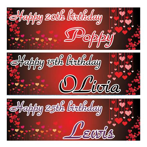 party banners personalised from £4.99, Free post, Heart Banner