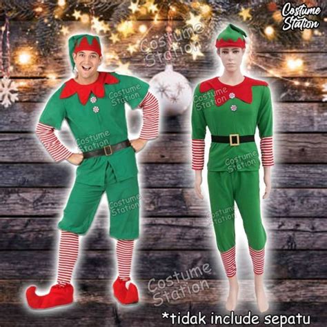 Promo Kostum Green Santa Elf /peri Kurcaci Hijau Natal Christmas Dewasa