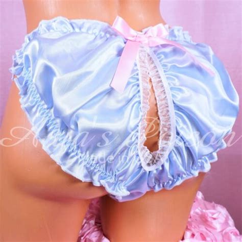Ania S Poison Open Butt Ruffled Sissy Satin Panties Men S Blue String Bikini Ebay