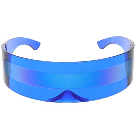 Futuristic Retro Mirror Wrap Around Shield Sunglasses 8762 Mirrored Lens Retro Mirror Shield