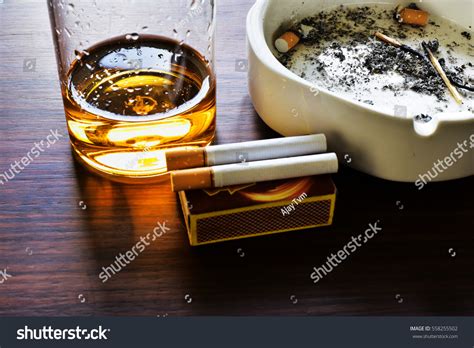 Smoking Drinking Bad Habits Alcohol Cigarettes Stock Photo 558255502