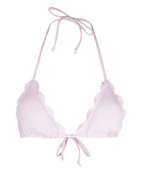 Marysia White Scalloped Triangle Bikini Top Browns