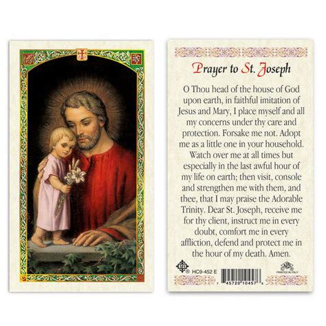 St. Joseph Laminated Prayer Cards (Pack of 25) - Catholic Online Shopping