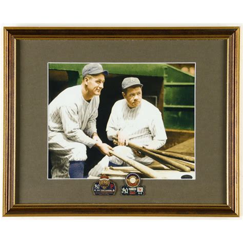 Babe Ruth Lou Gehrig Yankees Colorized Custom Framed Photo Display With Official
