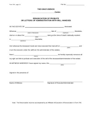 74O RENUNCIATION OF PROBATE OR OF ADMINISTRATION WITH THE WIL Doc