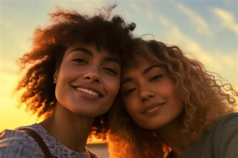 Premium AI Image Selfie Of Two Powerful Lesbian Women Lgbtq Acceptance Generative Ai