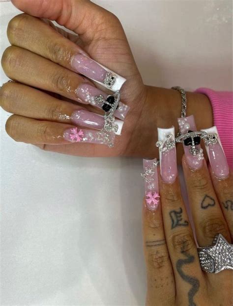 Femalecapalottt Pink Acrylic Nails Bling Acrylic Nails Long Acrylic Nails