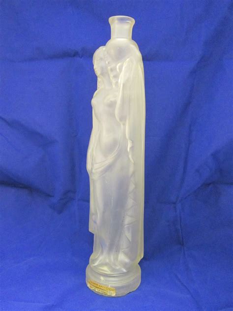 Liqueur Eau D Or Bottle Nude Woman Frosted Glass Tall Early Th Century