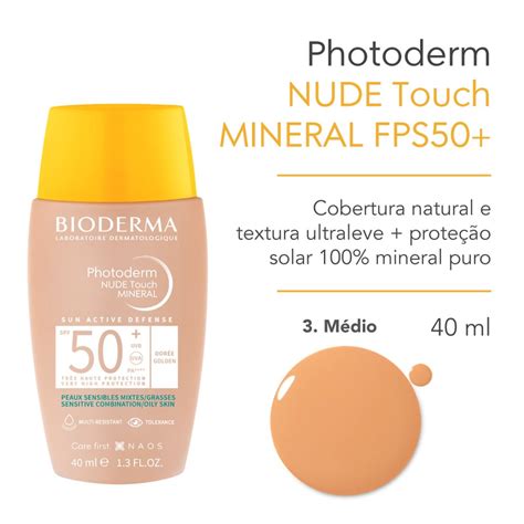 BIODERMA Photoderm Nude Touch Mineral FPS Cor Cobertura Natural E Iluminada Ml
