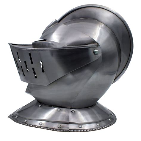 Medieval European Knights Helmet With Visor And Leather Liner