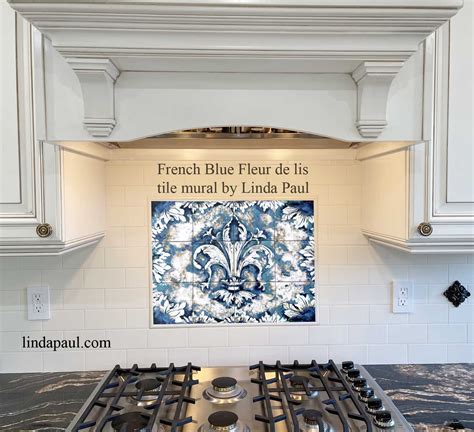 Fleur De Lis Tile Backsplash Mural For Kitchen Wall Decor