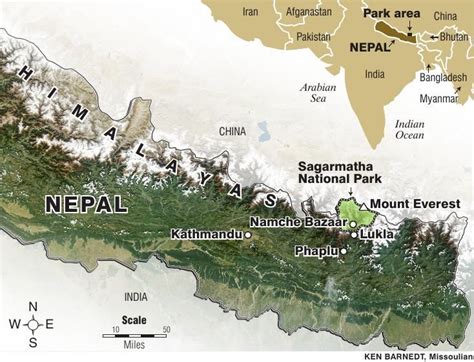 Map of Nepal with Sagarmatha National Park