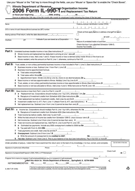 Fillable Form Il 990 T Exempt Organization Income And Replacement Tax