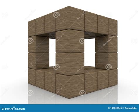 Wooden Toy Blocks Stacked In An Abstract Construction Stock