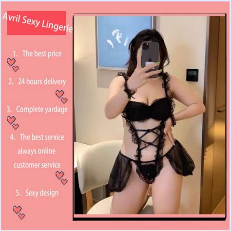 Large Size Kg Sexy Hot Lace Hollow Maid Wear Jumpsuit Sexy Lingerie Female Bed Temptation