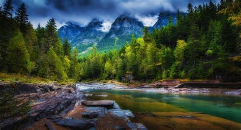 Árboles Paisaje Bosque Montañas Lago Naturaleza Reflexión Nubes Verde