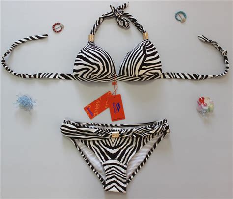 Zebra Stripes Swimwear Swimsuit Bikini White On Luulla