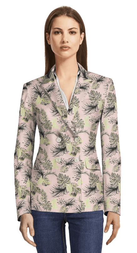 Pink Floral Jacquard Double Breasted Blazer Sumissura