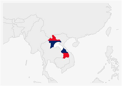 Laos Map Highlighted In Laos Flag Colors 12897913 Vector Art At Vecteezy