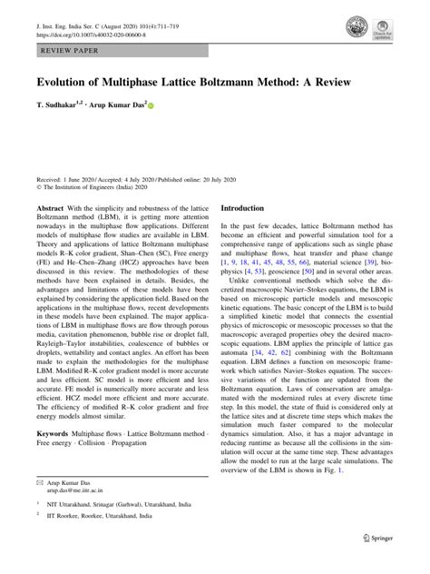 Evolution Of Multiphase Lattice Boltzmann Method A Review Pdf Soft