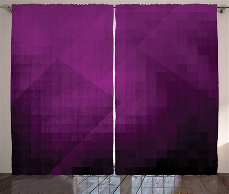 Ambesonne Eggplant Curtains 2 Panel Set Squares Modern Art 108 X 108